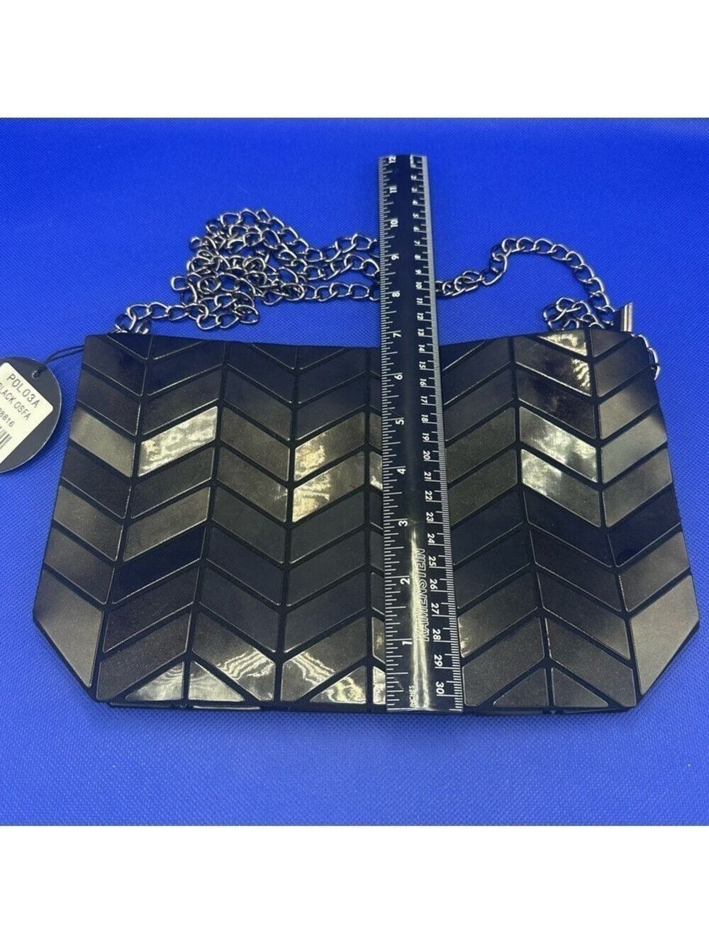 Patrizia Luca Geometric Crossbody Bag Clutch Purse Black Shimmer NWT - Picture 9 of 15